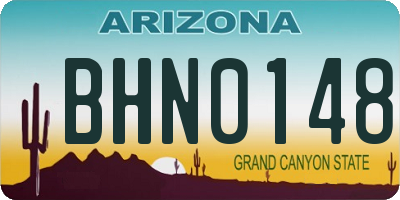 AZ license plate BHN0148