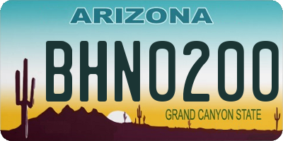 AZ license plate BHN0200