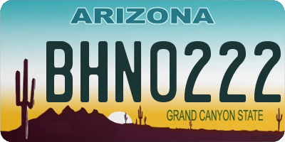 AZ license plate BHN0222