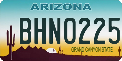 AZ license plate BHN0225