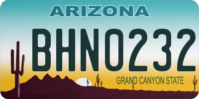 AZ license plate BHN0232