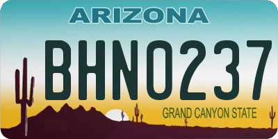 AZ license plate BHN0237