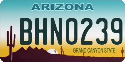 AZ license plate BHN0239