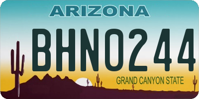 AZ license plate BHN0244
