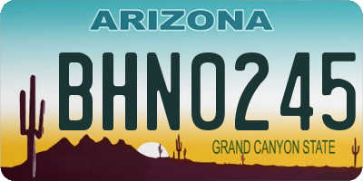 AZ license plate BHN0245