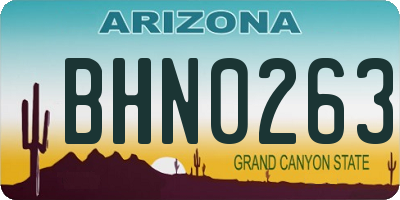 AZ license plate BHN0263