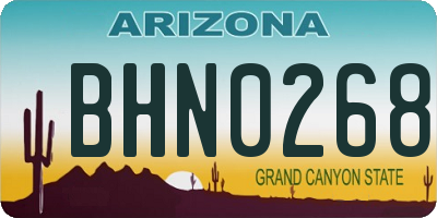 AZ license plate BHN0268