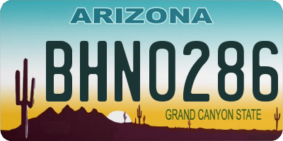 AZ license plate BHN0286