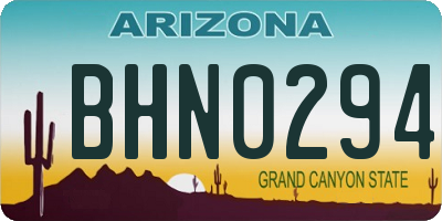 AZ license plate BHN0294