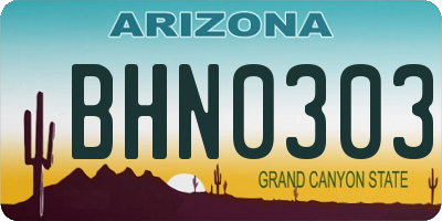 AZ license plate BHN0303