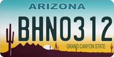 AZ license plate BHN0312