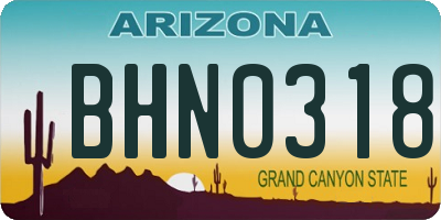 AZ license plate BHN0318