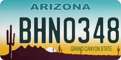 AZ license plate BHN0348