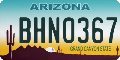 AZ license plate BHN0367