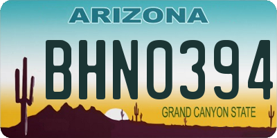 AZ license plate BHN0394