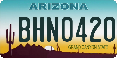 AZ license plate BHN0420