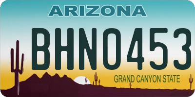 AZ license plate BHN0453