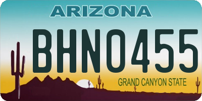AZ license plate BHN0455