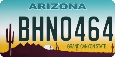 AZ license plate BHN0464