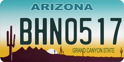 AZ license plate BHN0517