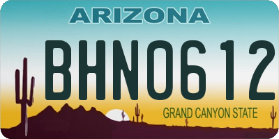 AZ license plate BHN0612