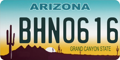 AZ license plate BHN0616