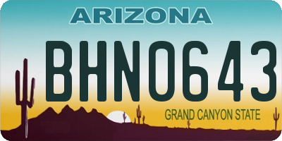 AZ license plate BHN0643