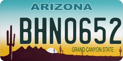 AZ license plate BHN0652