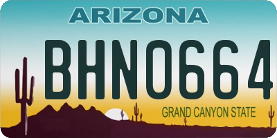 AZ license plate BHN0664