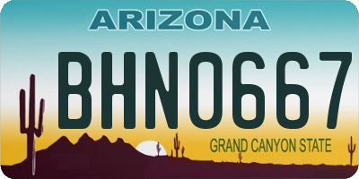 AZ license plate BHN0667