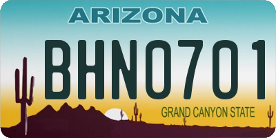 AZ license plate BHN0701