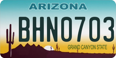 AZ license plate BHN0703