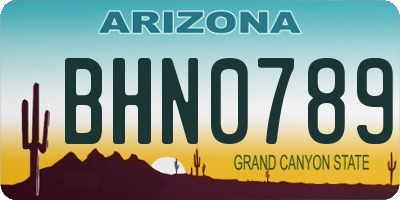 AZ license plate BHN0789