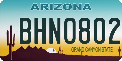 AZ license plate BHN0802