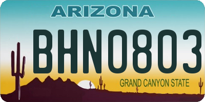 AZ license plate BHN0803