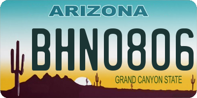 AZ license plate BHN0806