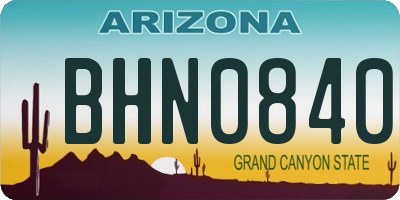 AZ license plate BHN0840