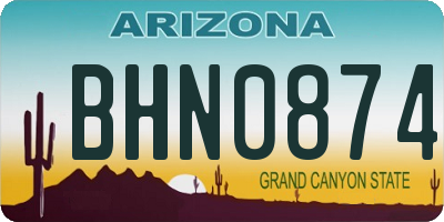 AZ license plate BHN0874