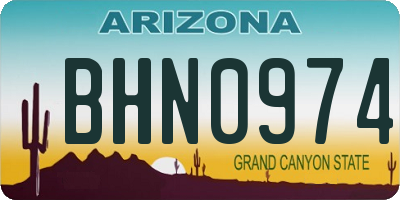 AZ license plate BHN0974