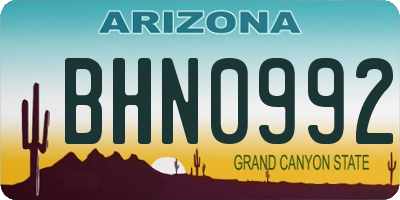 AZ license plate BHN0992