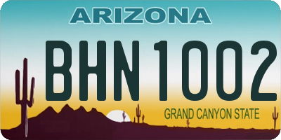AZ license plate BHN1002