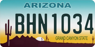 AZ license plate BHN1034