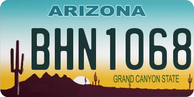 AZ license plate BHN1068