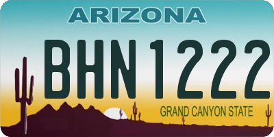 AZ license plate BHN1222