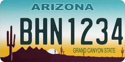 AZ license plate BHN1234