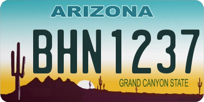 AZ license plate BHN1237