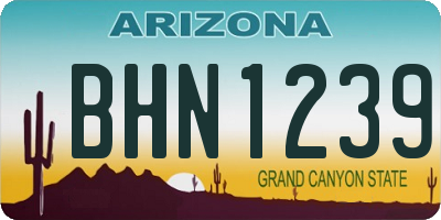 AZ license plate BHN1239
