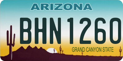 AZ license plate BHN1260