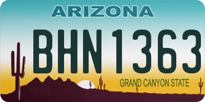AZ license plate BHN1363