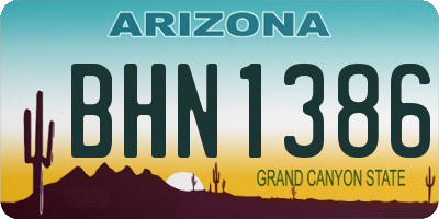 AZ license plate BHN1386